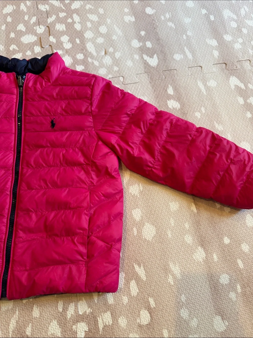 Polo Ralph Lauren Girls Reversible Puffer Jacket Pink Navy Size 5 Lightweight